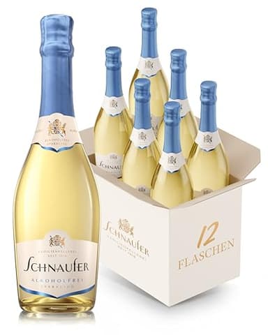 Schnaufer Alkoholfrei Sparkling – Premium Sekt-Alternative ohne Alkohol, goldgelb prickelnd mit tropischen Aromen – Stilvoll genießen mit Familientradition seit 1918 (12 x 0,75L)