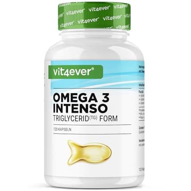 vit4ever Premium Omega 3 mit 80% Omega 3 Anteil - 120 Kapseln in Triglycerid-Form - Aufwendig aufgereinigt und aus nachhaltigem Fischfang - ohne unnötige Zusätze