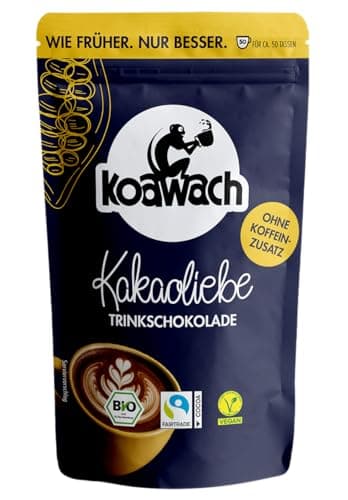 koawach Kakaoliebe Kakaopulver Trinkschokolade – ohne Koffein, hoher Kakaoanteil Vegan heiße Schokolade Getränk 500g