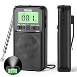PRUNUS J-128 AM/FM/UKW Radio Batteriebetrieben Weltempfänger, Kleines Radio Digital mit Alarm/Sleep-Timer, Kopfhöreranschluss/Tastensperre, ideal zum Joggen, Wandern, Reisen.