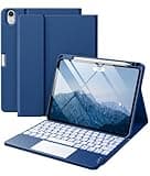 Vobafe Hülle mit Tastatur für iPad Air 11 Zoll (2025 M3/2024 M2), iPad Air 5 4 2022/2020 10,9 Zoll, Mutil-Touch Trackpad 7 Farben Beleuchtete Abnehmbare Keyboard Schutzhülle mit Stifthalter, Navyblau