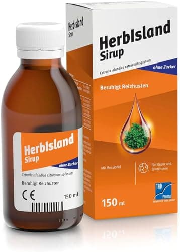 HerbIsland Hustensirup: Hustensaft gegen trockenen Reizhusten mit Isländisch Moos-Extrakt für Erwachsene & Kinder, 150 ml Sirup