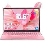 Amita 15,6" Rosa Laptop, 12.Gen N95 (bis zu 3,4 GHz),16 GB DDR4 RAM, 512 GB NVME SSD,Win 11Pro & Office 365,Tragbares Notebook mit hintergrundbeleuchteter Tastatur,Dual-Band WiFi (16+512G)