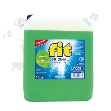 fit Hand-Spülmittel 10 l, Geschirrspülmittel gegen Fett und Stärke, hautverträglich, vegan, mikroplastikfrei, Original