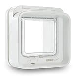 Sure Petcare SureFlap DualScan Mikrochip-Katzenklappe, kompatibel mit RFID-Halsbandanhängern und Mikrochips, EIN-Knopf-Steuerung, Einbau in Türen, Glasscheiben und Wände, batteriebetrieben, weiß