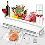 Kejector Vakuumiergerät- Multifunktions Vakuumierer mit 5m Vakuumrolle, Beutelschneider, Vakuumschlauch, Trocken-/Feuchtigkeitsmodus, ideal für Lebensmittelkonservierung, Sous Vide Garen