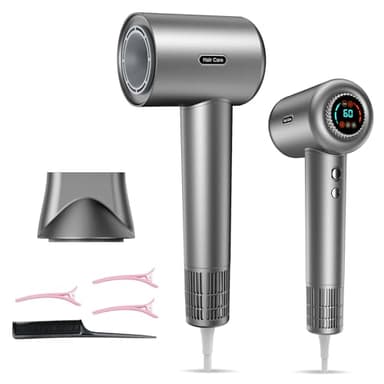 PKBD Ionen Föhn mit LED-Display, 110.000 U/min Hochgeschwindigkeit, 4 Heizstufen & 500 Millionen Ionen – Haartrockner Leise für schnelles Trocknen, Fön Klein für Zuhause und Reise