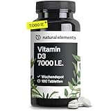 Vitamin D3 7000 I.E. – 180 Tabletten – das Sonnenvitamin als Wochendepot – hochdosiert, ohne unnötige Zusätze – in Deutschland produziert & laborgeprüft