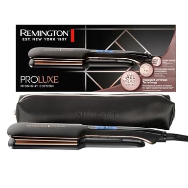 Remington Glätteisen [extra breite Keramikstylingplatten 110 x 50mm] Proluxe (OPTIheat Technologie, Pro+Einstellung für schonendes Styling, digitales Display, schnellaufheizend) Haarglätter S9150B