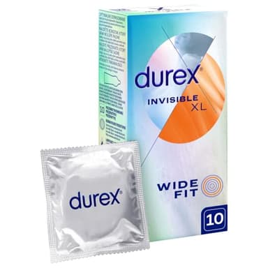 Durex Invisible Kondome – Kondome extra dünn für intensives Empfinden beim gemeinsamen Liebesspiel (Extra Large 10)