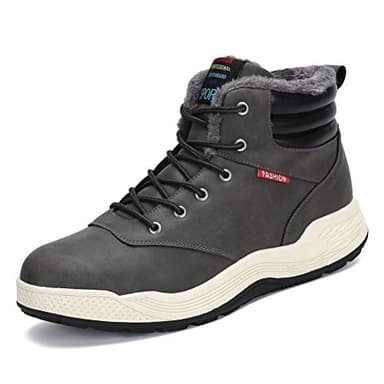 DANNTO Herren Schneestiefel Warm Gefütterte Winterstiefel Outdoor rutschfest Winterschuhe Trekking Wanderschuhe Stiefelette Stiefel Freizeitschuhe Winter Boots(Grau,42)