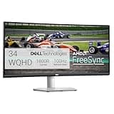 Dell S3422DW 34 Zoll WQHD (3440x1440) 21:9 1800R Curved Monitor, 100Hz, VA, 4ms, AMD Radeon FreeSync, Eingebaute Lautsprecher, DisplayPort, 2x HDMI, 3x USB, 3 Jahre Garantie, Silber