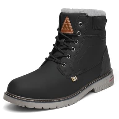 Mishansha Herren Winterschuhe Warm Gefüttert, Rutschfest & Wasserabweisend, Bequeme Winterstiefel Ohne Reißverschluss für Breite Füße, Klassische Winter Boots Schwarz 43 EU