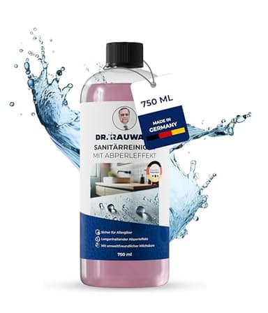 Dr. Rauwald Sanitärreiniger mit Abperleffekt – Umweltfreundlich & Extra Stark – Badreiniger, Kalkreiniger – Sehr ergiebig – gebrauchsfertig mit Sprühkopf – Made in Germany – 750 ml