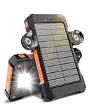 Solar Powerbank 26800 mAh mit Saugnapfhalterung, Solar Powerbank Externe Akkus 3 USB Anschlüsse mit Taschenlampen Dauerlicht/SOS/Stroboskop wasserdichte Outdoor Powerbank für Handy