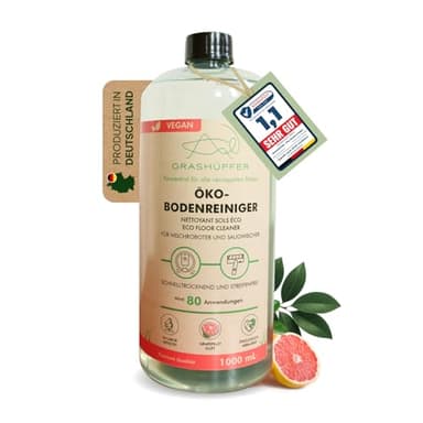 GRASHÜPFER® Öko Bodenreiniger für Wischroboter [PINK GRAPEFRUIT] - Wischroboter Reinigungsmittel kompatibel mit Roborock, Dreame, Ecovacs & Co. geeignet für Laminat, Parkett, Vinyl & Fliesen - 1000ml