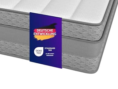 Traumnacht SleepGuard orthopädische 7-Zonen Taschenfederkernmatratze, Härtegrad 3 (H3), 90 x 200 cm, Öko-Tex Zertifiziert, produziert nach deutschem Qualitätsstandard
