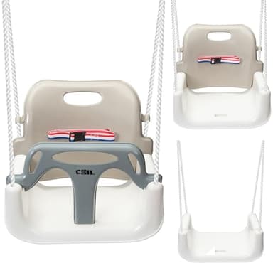 COIL Kinderschaukel Babyschaukel Outdoor 3-in-1 Schaukel Baby Verstellbarer Kinderschaukel Indoor mit Rückenlehne Schaukel Indoor Kinderschaukelsitz Kleinkind Schaukel (Beige)