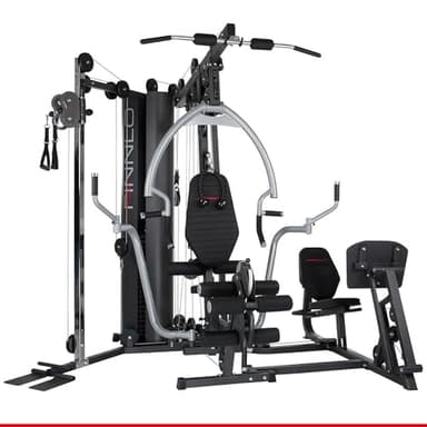 HAMMER Finnlo Kraftstation Autark 6800 - Studio-Trainingsturm, Beinpresse, Seilzugturm mit höhenverstellbarem Kabelzug, 100 kg Gewichteblock verteilt auf 20 Platten à 5 kg