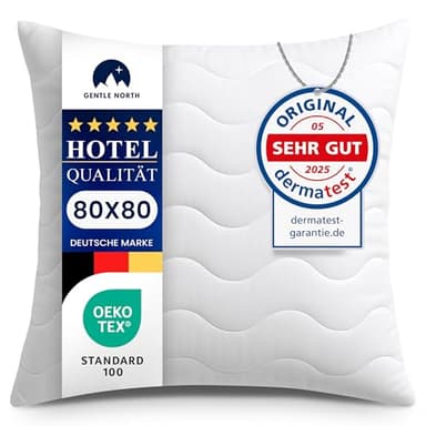Gentle North Hochwertige Kopfkissen 80x80 cm groß in Hotelqualität - Flauschiges, gut gefülltes Schlafkissen für Allergiker geeignet (Ökotex 100 Zertifiziert) - 60° Waschbar