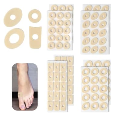 120 Stück Hühneraugenpflaster Set, 4 Formen Weicher Latexschaum Hühneraugenringe, Anti-Reibung Hornhautkissen für Schmerzlinderung, Reduzieren Fuß- und Fersenschmerzen