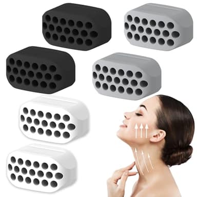 6 Stück Jawline Trainer, Silikon Jawline Trainer, Kiefer Exerciser, Kiefer Trainer, Gesichtsmuskeltrainer, Jawline Gum, Jaw Exerciser, für Übungen Gesichtsmuskeln Männer Frauen (Weiß,Grau,Schwarz)