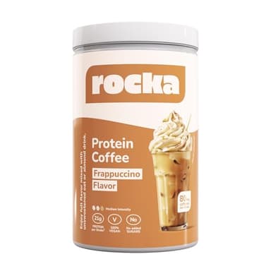Rocka Nutrition Protein Coffee veganes Proteinpulver mit Koffein | Veganer Protein Kaffee mit 20 g Protein pro Portion | Multikomponentenprotein mit Kaffeextrakt | 100% Geschmack (780 g, Frappuccino)