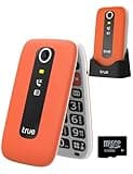 TRUE GSM Seniorenhandy Klapphandy ohne Vertrag, 2,8 Zoll Farbdisplay, großen Tasten Handy für Senioren mit Sturz-Notruf, Schrittzähler, Kamera, SOS Notruftaste, Ladestation, 512MB microSD, S70, Orange