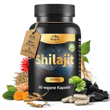 Original Shilajit Kapseln: Natürliches Himalaya Bio Harz Extrakt, 100% Reines Shilajit als Nahrungsergänzungsmittel für Energie, Vitalität Wohlbefinden - In Europa geboren (1000mg (60 tablets))