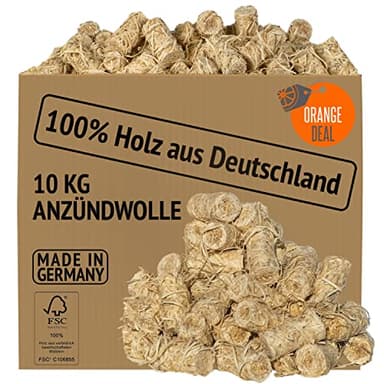 Anzünder Holzwolle 10kg (ca. 800 Stück), Kaminanzünder, Grillanzünder, Anzündwolle, Ofenanzünder, Feueranzünder, Holzwolle Anzünder, Grill Anzünder, Holzanzünder, Anzünder Kamin (2 kg - 5 kg)
