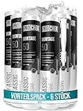 PROCREA® 6x Montagekleber "Montage 50" [Haftstarker Baukleber bis 35 kg/qm] Extra starker Kleber für Styropor, Akustikpaneele, Sockelleisten, Holz, Stein, Fliesen uvm. - weiß & überstreichbar