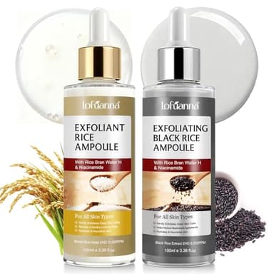 Peel Shot Glow Rice Peeling Ampulle,Sanft exfolierendes Gesichtserum,Schwarze und weiße Reisschalampulle für Gesicht und Körper, schrumpfende Poren und tiefe Hydratisierung für alle Hauttypen