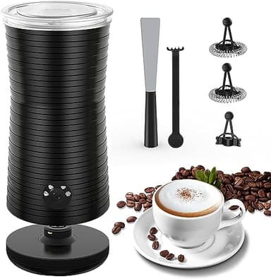 Morpilot Milchaufschäumer Elektrisch, Automatischer Milchaufschäumer 4 in 1, Geeignet für Heißen und Kalten Milchschaum Latte Cappuccino Macchiato - Schwarz