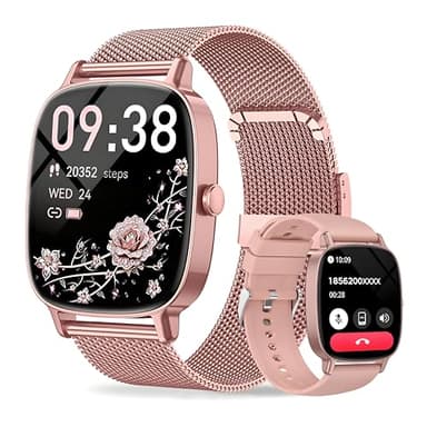 coioc Smartwatch Damen mit Telefonfunktion, 1.85 Zoll HD Fitnessuhr, 120+ Sportmodi, Herzfrequenz & Schrittzähler, IP68 Wasserdicht, kompatibel mit iOS & Android, rosa