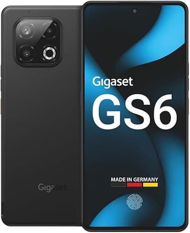 Gigaset GS6 Smartphone – 128GB+8GB RAM - 6,67" FHD+ OLED-Display mit 120Hz - Octa-Core 5G Prozessor - 64+8+2MP Triple-Kamera - 5.300mAh (typ.) Akku, herausnehmbar - Android 15 - Made in Germany, black