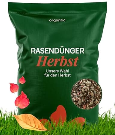 organtic Herbstrasendünger 5kg - Rasendünger mit Kalium für Herbst & Winter - Unterstützt sattgrünen Rasen, Moosverdrängung & starke Rasengräser - Für organische Rasenpflege im Garten