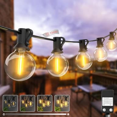 Led Lichterkette Außen 13M/42FT -【Timing Dimmbar】 Outdoor Lichterkette Strom mit G40 Glühbirnen Aussen Wetterfest Warmweiß Lichterkette Glühbirnen Außen für Party Terrasse Gärten Patio