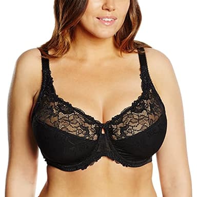 DELIMIRA Damen Minimizer BH ohne Einlagen mit Spitze mit Bügel Große Größen Schwarz 95C