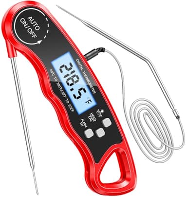 CIRYCASE Fleischthermometer Digital, Sofort Lesen Bratenthermometer Ofenthermometer, Externe Lange Sonde mit 102cm-Edelstahlkabel, Zeigerthermometer, Backofenthermometer für Küche, BBQ, Ofen, Backen