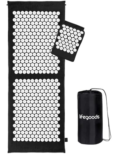 LifeGoods Akupressurmatte XL Mit Kissen - Akkupressmatte - Akkupressurmatte+ - Akupressur Matte - Akupunktur Matte - Massagematte - Rücken - Stachelmatte - Fakirmatte - Nagelmatte - Acupressure Mat
