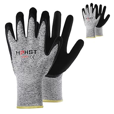 HPHST Schnittschutz Handschuhe Handschutz für Schneiden Arbeitshandschuhe Level 5 Gartenhandschuhe Herren Damen Schnittfeste Handschuhe für Küchen Gartenbau Baustelle Grau 2 Paare Größe:9 / L