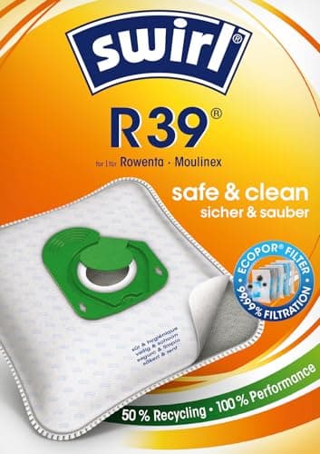 Swirl R 39 EcoPor Staubsaugerbeutel (10 Beutel), reißfeste Staubbeutel für einige Rowenta & Moulinex Staubsauger, im umweltfreundlichen Umkarton, 99,9% Filterung von Hausstaub & allergenem Feinstaub