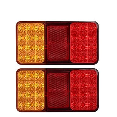 Justech 2x 24LED Hintere Bremsleucht mit E-mark Schrauben Wasserdicht Rückleuchten 12V Universal Rücklicht Heckleucht Stoppleuche Warnlicht für Anhänger Camper Van Truck LKW Traktor Trailer