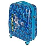 PERLETTI Blauer Kinderkoffer Fußballer - Kinder Trolley Handgepäck Leicht 4 Rollen und Zahlenschloss - Hartschalen Cabin Bag Kabinentrolley Junge - Koffer Lufthansa Ryanair 51x35x20 cm (Fußball, XS)