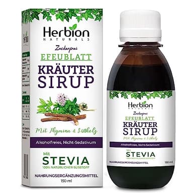 Herbion Naturals Efeublatt Hustensirup mit Thymian und Süßholz, 5 FL Oz - beruhigt die Kehle - für Erwachsene Kinder 13 Monate und darüber, alkoholfrei, zuckerfrei mit Stevia