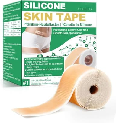 Silikon Narbenpflaster 4 x 150 cm Wiederverwendbar – Zuschneidbares Silikonpflaster für Narben, Hautfreundliches Narbenblätter für Gesicht, Bauch