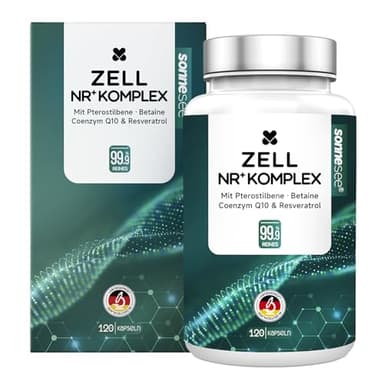 NAD+ Plus Zell NR+ Komplex 120 Kapseln mit Pterostilbene, Betain, Coenzym Q10 & Resveratrol NMN laborgeprüft in Deutschland produziert