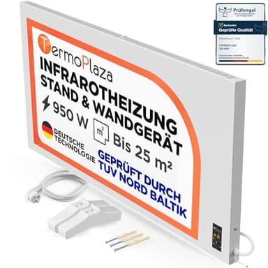 TermoPlaza Infrarotheizung mit Thermostat 950 W bis 25m² | Infrarot Wandheizung & Infrarotheizung Standgerät | Infrarot Heizung & Konvektor Heizung für Zuhause, Schlafzimmer, Badezimmer Elektroheizung