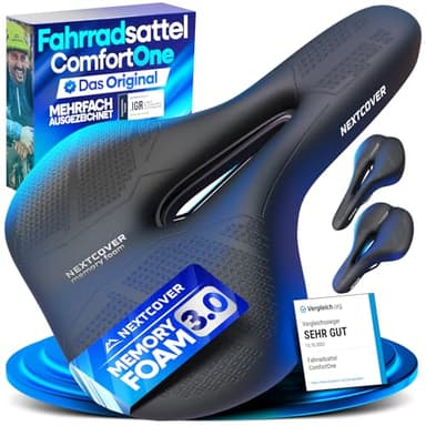 NEXTCOVER® Fahrradsattel - Das Original - mit Memory-Foam 3.0 I maximaler Fahrkomfort I ergonomischer Fahrrad Sattel für Damen & Herren I Fahrradsattel Herren bequem, Sattel Damen bequem weich