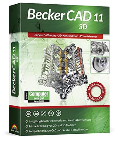 Becker CAD 11 3D für Windows 10 8 7 | Cad-Software für Architektur, Maschinenbau, Modellbau und Elektrotechnik | 3D CAD Programm kompatibel mit Autocad